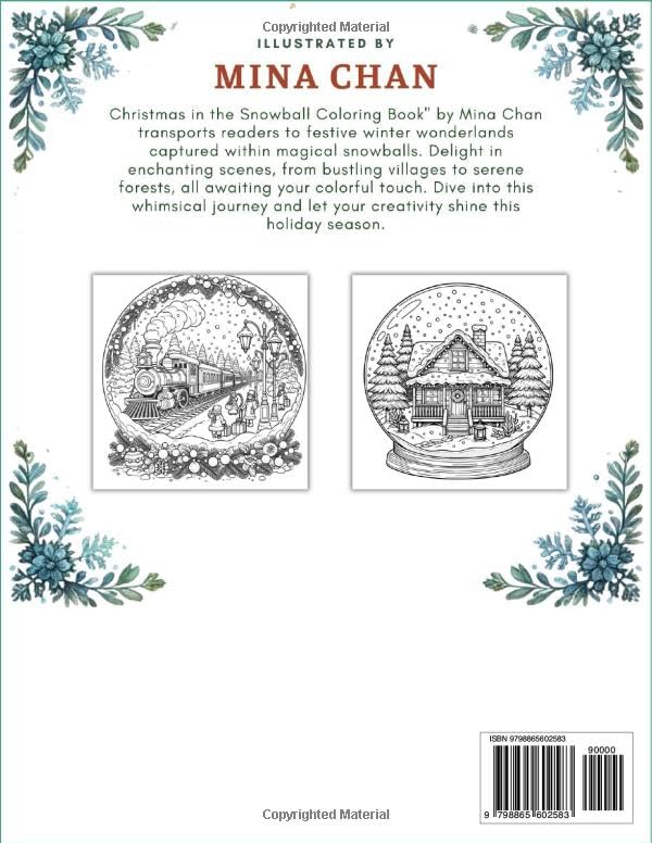 Christmas In The Snowball: Enchanting Holiday Scenes & Festive Illustrations for Relaxing Coloring and Winter Wonderland Escapes , Adult Coloring book for Stress Relief