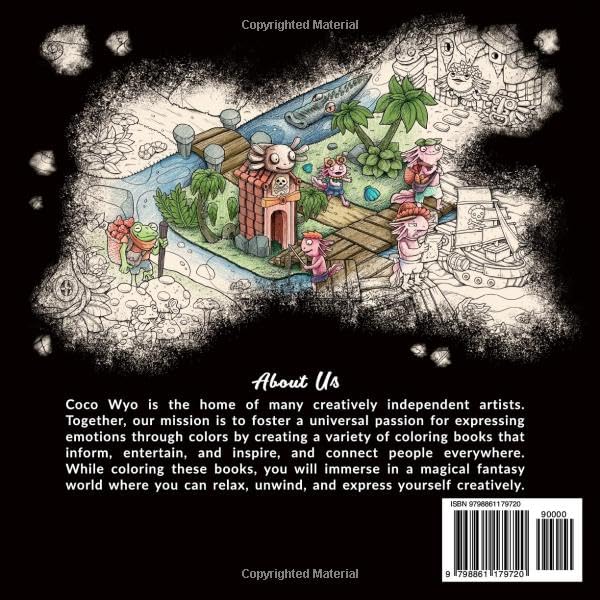 Mystery Island: Coloring Book Features Beautiful Illustrations with Fantasy Theme Included Landscapes, Structures, Cute Frogs and More for Stress Relief & Relaxation