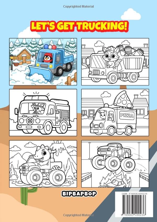My Trucks Coloring Book: 45 Hand-Drawn Coloring Pages with Monster Trucks, Fire Trucks, Food Trucks, Construction Vehicles And More!