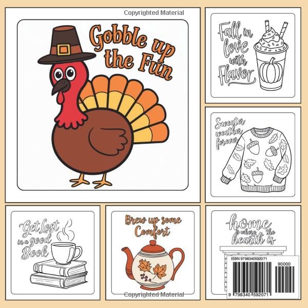 Cozy Autumn Coloring Book: Cute and Comfy Hygge Moments with Fall Quotes for Adults