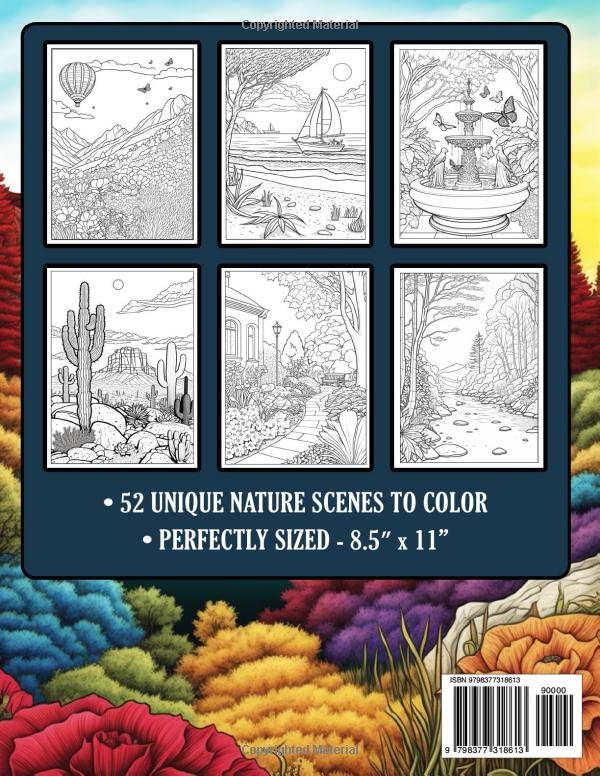 Stunning Landscapes: Nature Scenery Relaxing Coloring Book for Adults