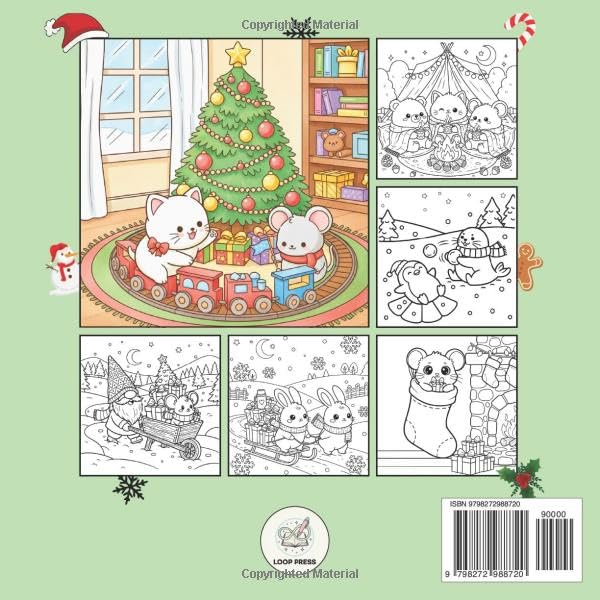 Fuzzy Holiday Christmas Coloring Book: Bold & Easy Designs for Adults & Teens Featuring Cozy Hygge Scenes, Adorable Xmas Characters for Stress Relief