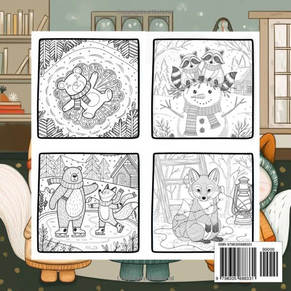 Winter Hygge: A Cute and Cozy Coloring Book for Adults Featuring Adorable Animals in Comfy Winter Scenes