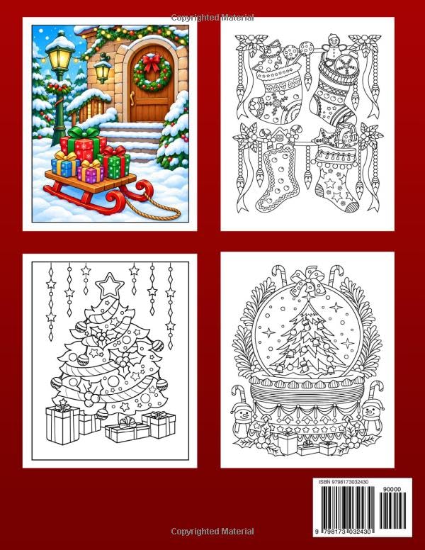 Christmas Adult Coloring Book: Featuring 50 Simple Winter and Christmas-Themed Designs for Stress Relief and Relaxation