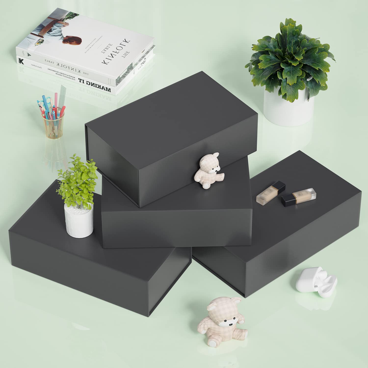 Black Magnetic Gift Box, 9.5 x 6 x 3 in