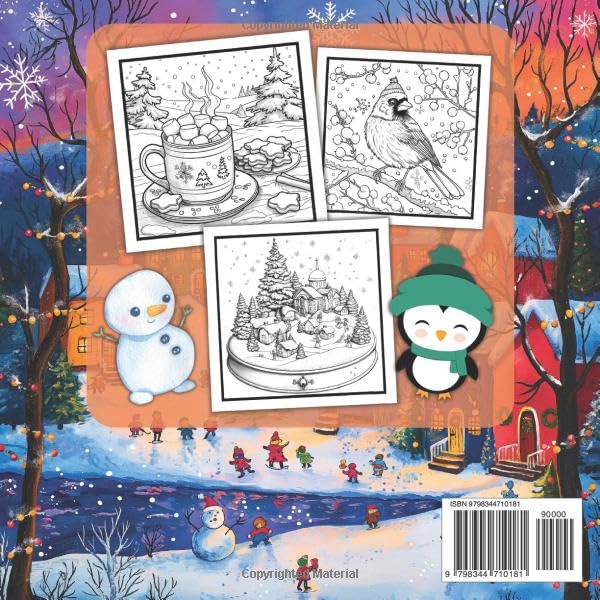 Cozy Winter Vibes Coloring Book: 45 Simple Easy to color Kawaii Images Great for Kids Teens Adults Seniors Christmas Time Cute Large Print Designs ... Stress Relief Groovy Items Gift Holiday