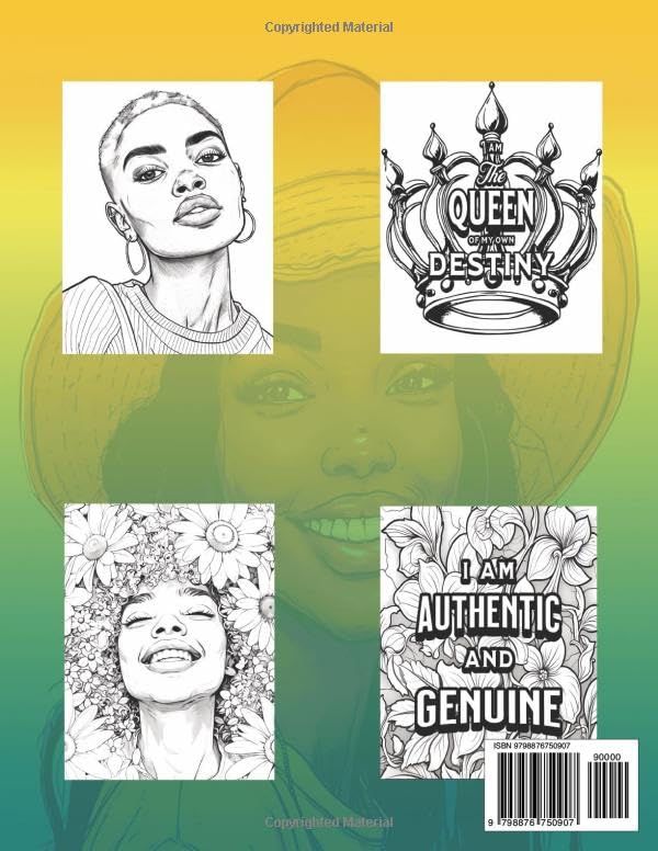 Positive Affirmation Coloring Book for Black Women: Beautiful African American Women, Motivational I AM Quotes, Intricate Mandalas, Captivating Hairstyles and More For (Adults and Teens)
