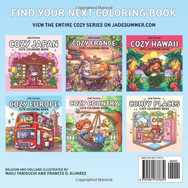 Cozy Belgium and Holland: Cute Coloring Book for Adults and Teens with Charming Characters and Delightful European Scenes for Relaxation (Cozy Coloring Books)