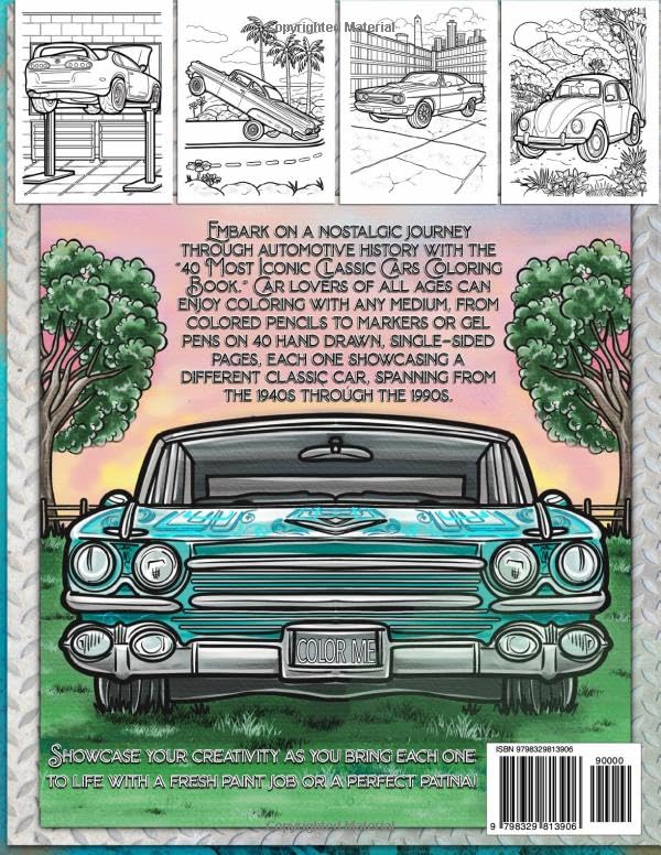 Classic Cars Coloring Book: The 40 Most Iconic Classics