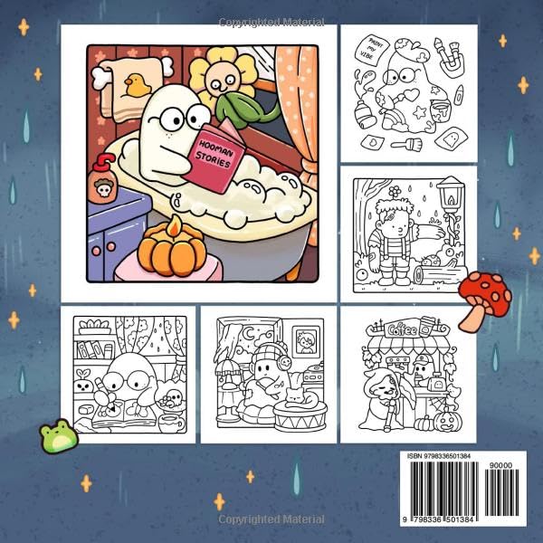 Little Spooky: Coloring Book for Adults and Teens Featuring Cute Creepy Creatures in Cozy Hygge Moments for Relaxation