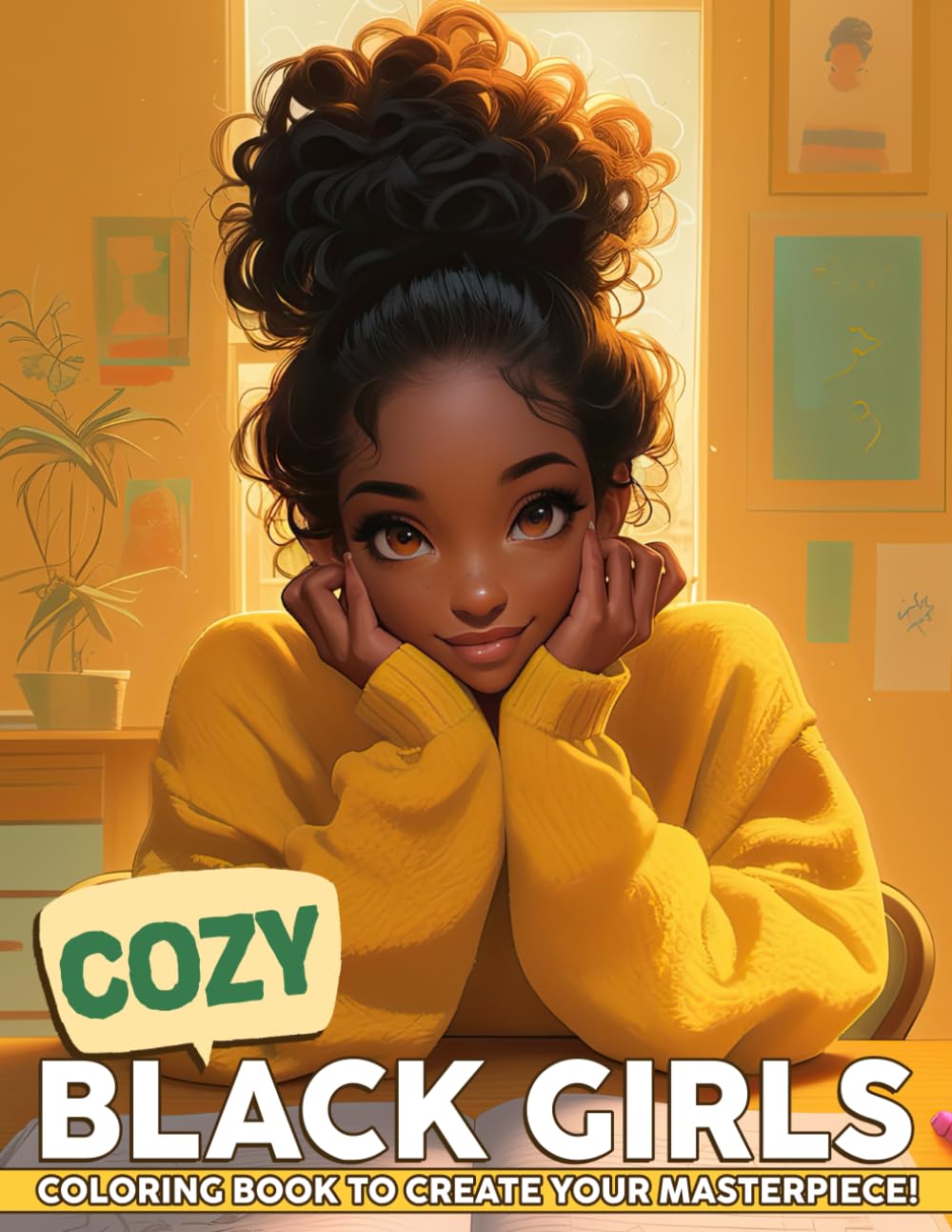 Cozy Black Girls Coloring Book: Relaxing Melanin Beauties Coloring Pages with Heartwarming Self-care Moments Illustrations for Teens & Adults Comfort & Relaxation