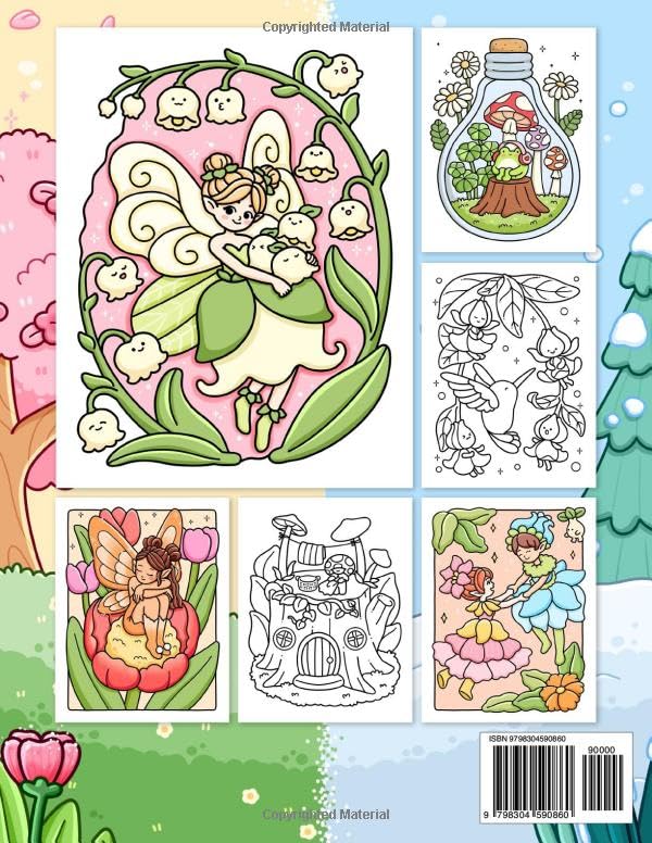 Fresh Glow: Coloring Book for Adults and Teens with Cute and Easy Designs of Charming Fairies and Lovely Sprites Enjoying Spring Moments, Cozy Drawings for Relaxation (Cute & Easy Coloring)