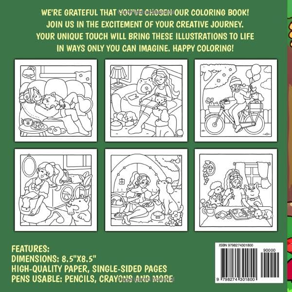 Fuzzy Daydreams: Heartwarming Coloring Pages with Charming Companion Illustrations for Adults Stress Relief & Relaxation
