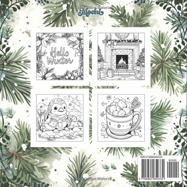 Winter Coloring Book For Adults: Adult Coloring Book With Winter Scenes, Snowy Trees, Cute Animals And More