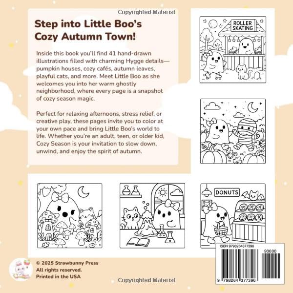 Cozy Season: Coloring Book Hygge Autumn Scenes (Cozy Season Series): Relaxing Cozy Houses, Cute Pumpkins, Autumn Town Scenes & Seasonal Hygge Coloring ... Kids | Featuring Little Boo’s Place (Coz