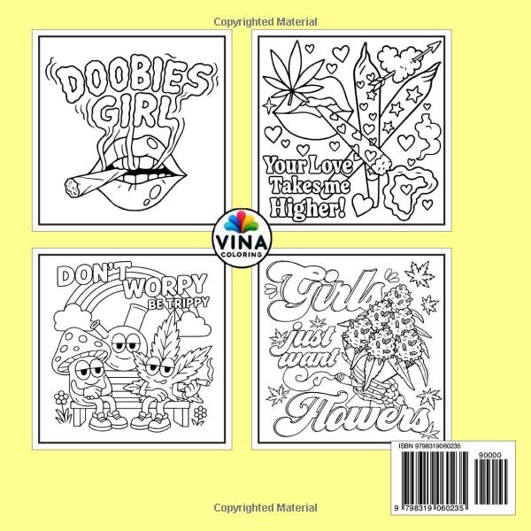 Stoner Quotes Coloring Book: Cute and Simple 420 Stoner Girl Coloring Pages for Relaxation | Great Stoner Girl Gifts for Women
