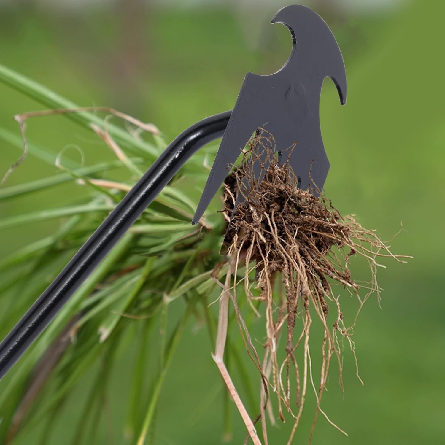 Garden Weed Pulling Tool Uprooting Weeding Tool, 4 Teeth Weed Puller Tool Manganese Steel Garden Weeder Tool for Vegetable Gardening Planting (Black, 2 Pack, 16 Inches)