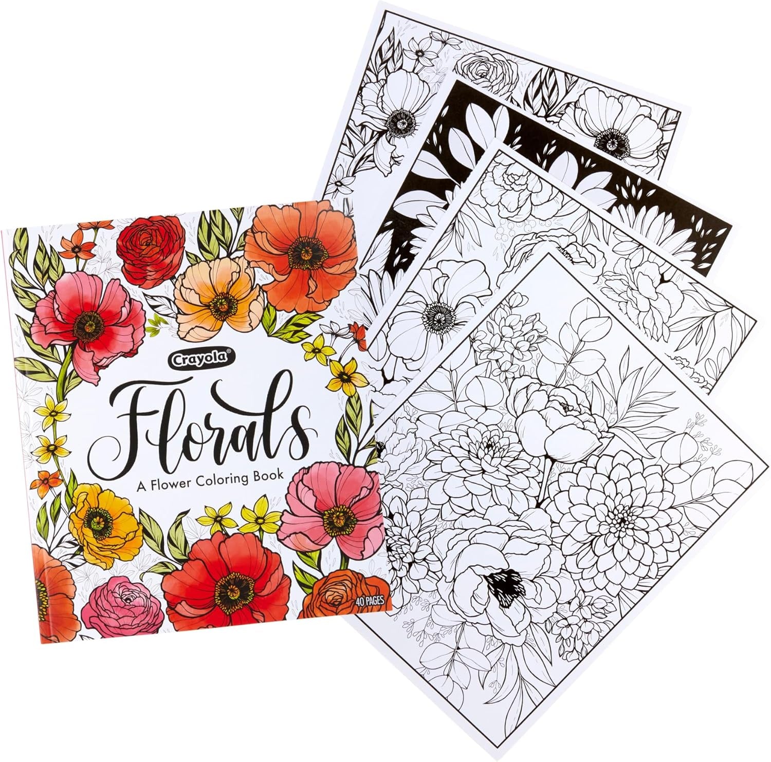 Floral Adult Coloring Book (40Pgs), Flower Adult Coloring Pages, Stress Relief Activity, Mindfulness Gift for Teens & Adults, 9+