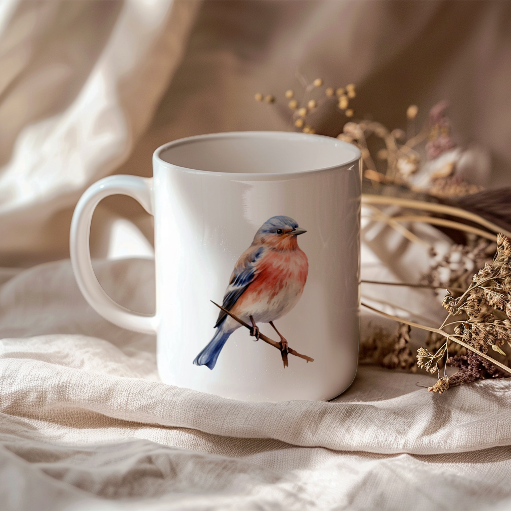Bird Watching Mug, Linnet Song Bird Mug, 11oz or 15oz White Ceramic Coffee Mug Gift for Bird Watchers
