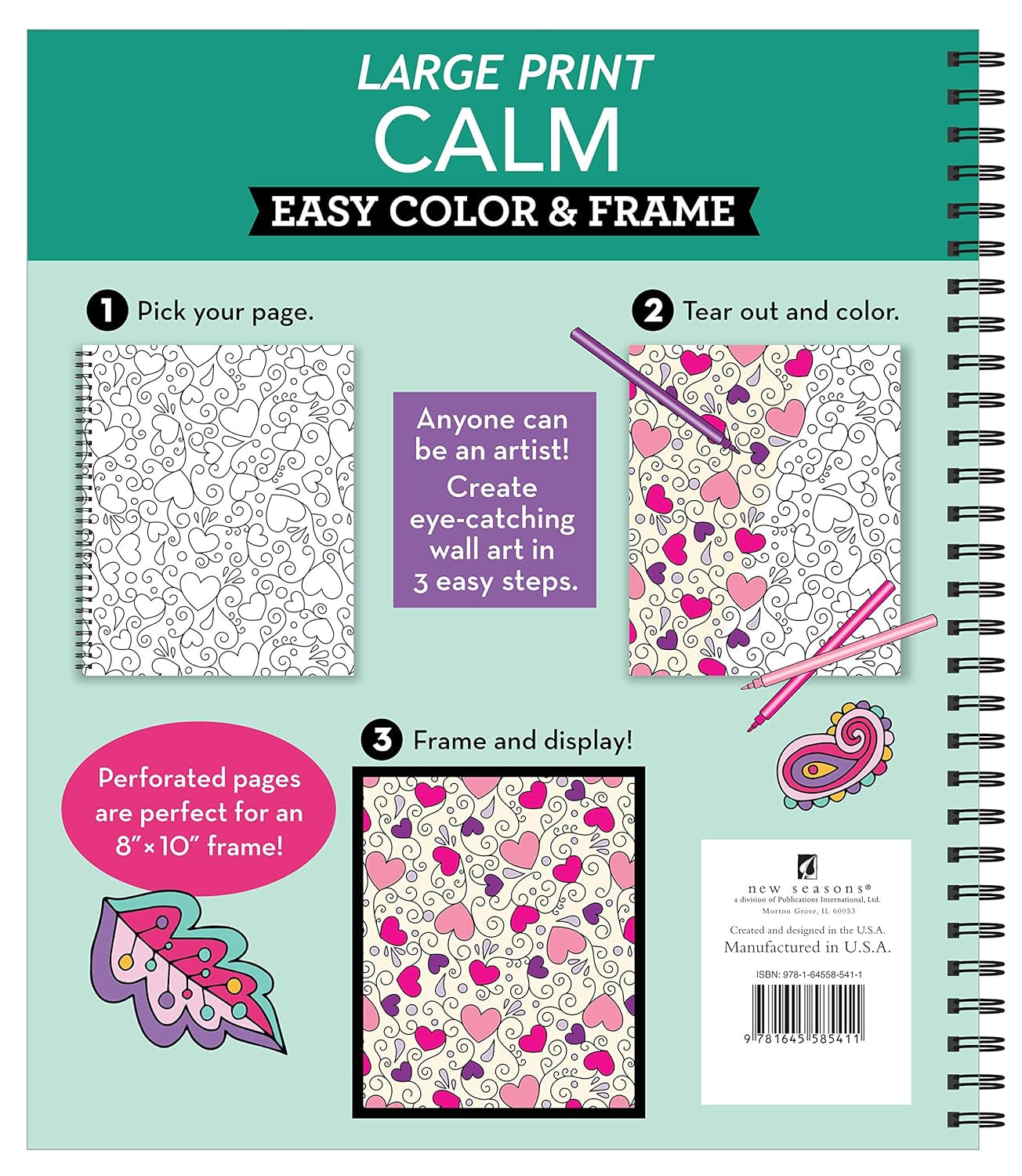 Large Print Easy Color & Frame - Calm (Stress Free Coloring Book)