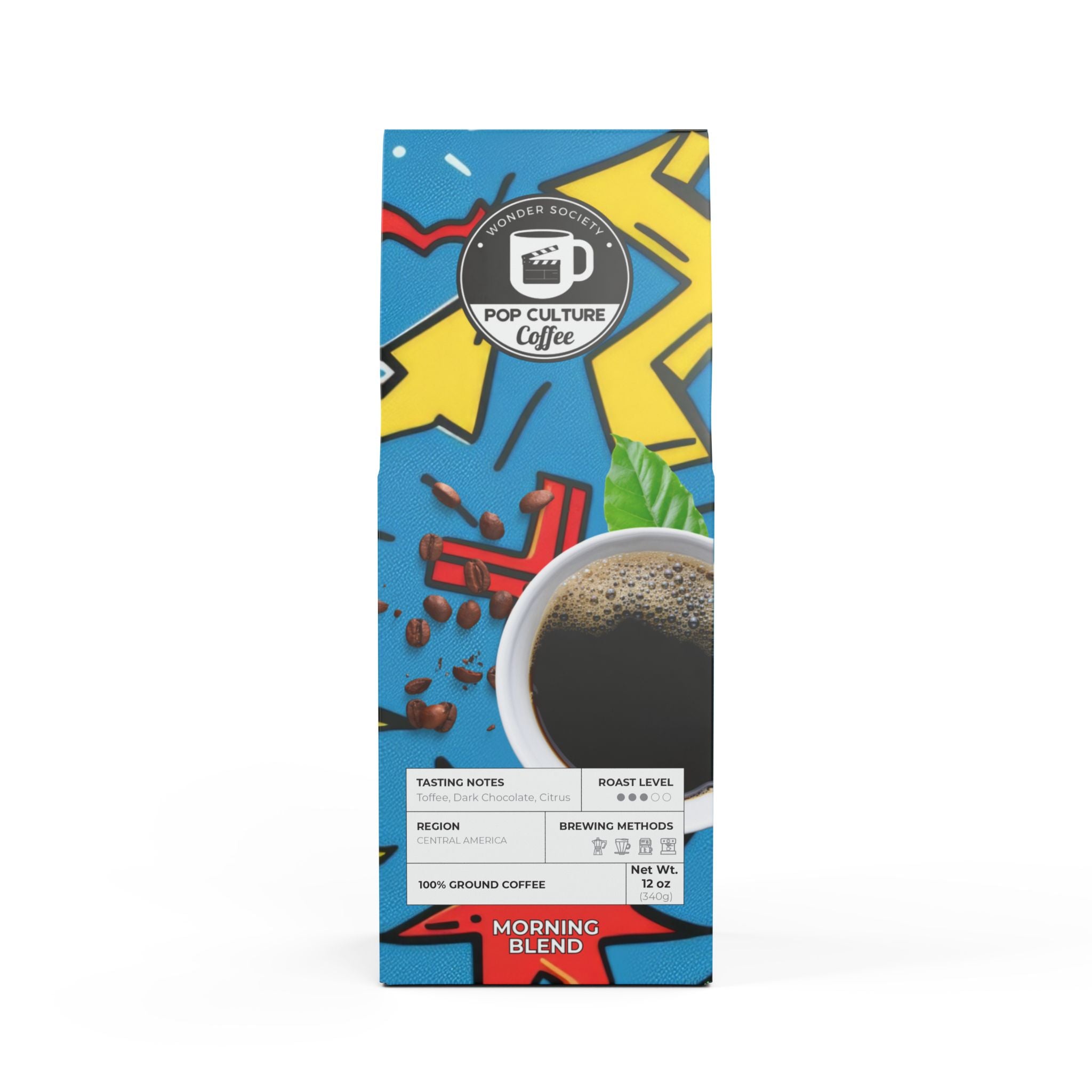 Morning Blend Coffee, Retro Comic Medium Roast, 12oz