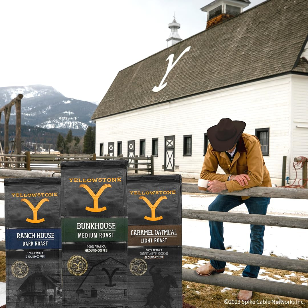 Yellowstone Caramel Oatmeal Light Roast Coffee,100% Arabica Ground Coffee, 12 Oz.