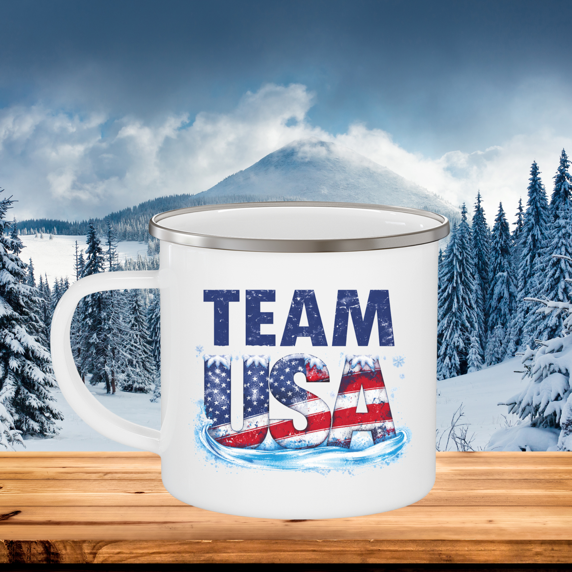 Team USA Winter Olympics 2026 Camping Mug, 12oz Steel Coffee Mug