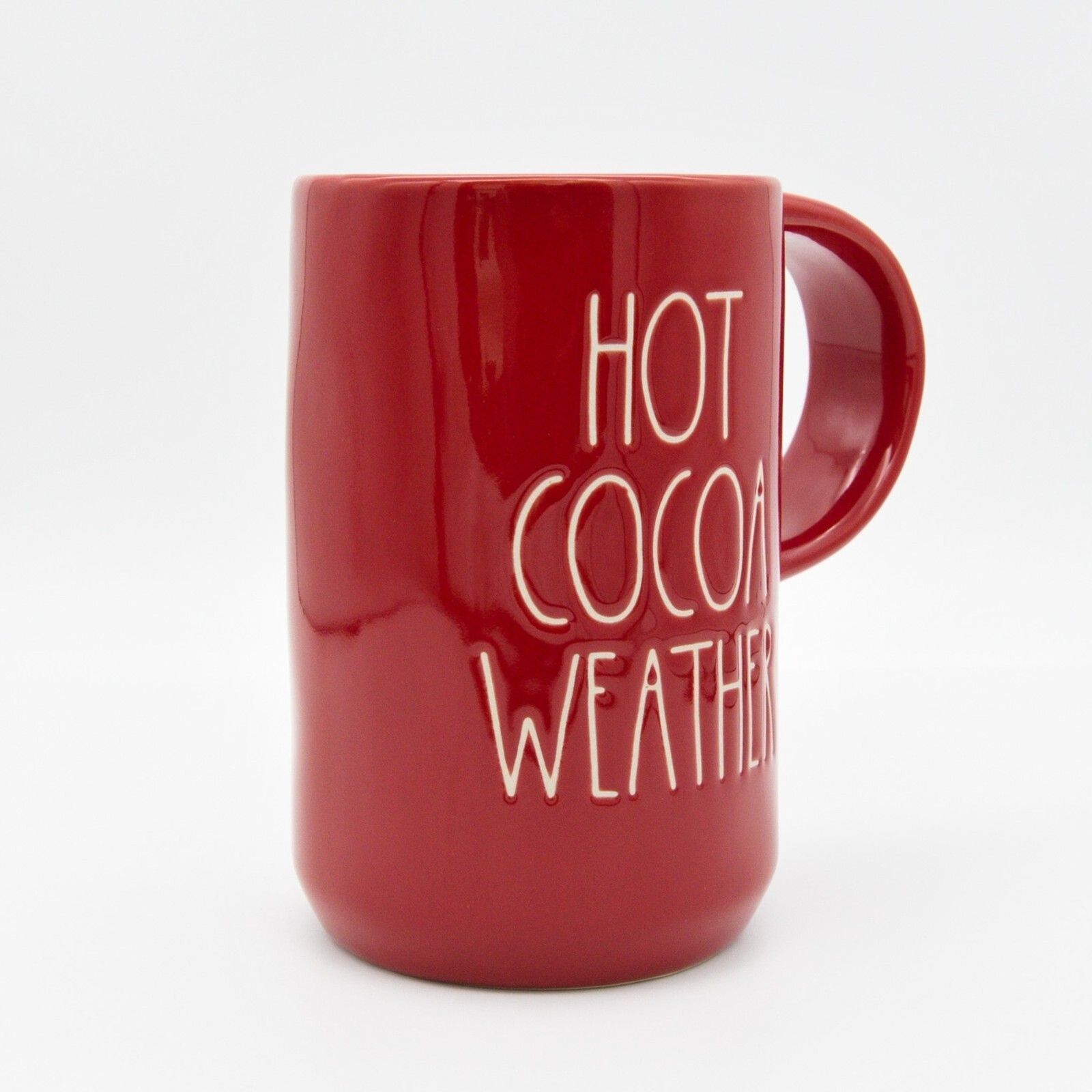 Red Rae Dunn Mug - "Hot Cocoa Weather" Tall 16oz Ceramic Hot Chocolate Cup - New