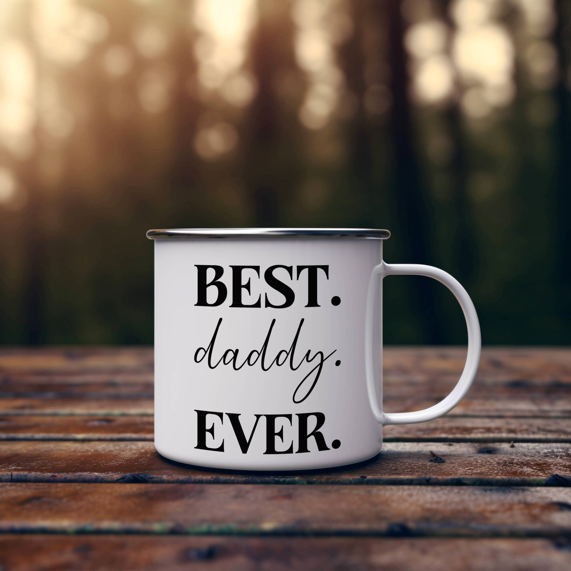 Best daddy Ever Coffee Mug, daddy Superlative 12oz White Enamel Camping Mug, Stainless Steel Mug Gift for daddy