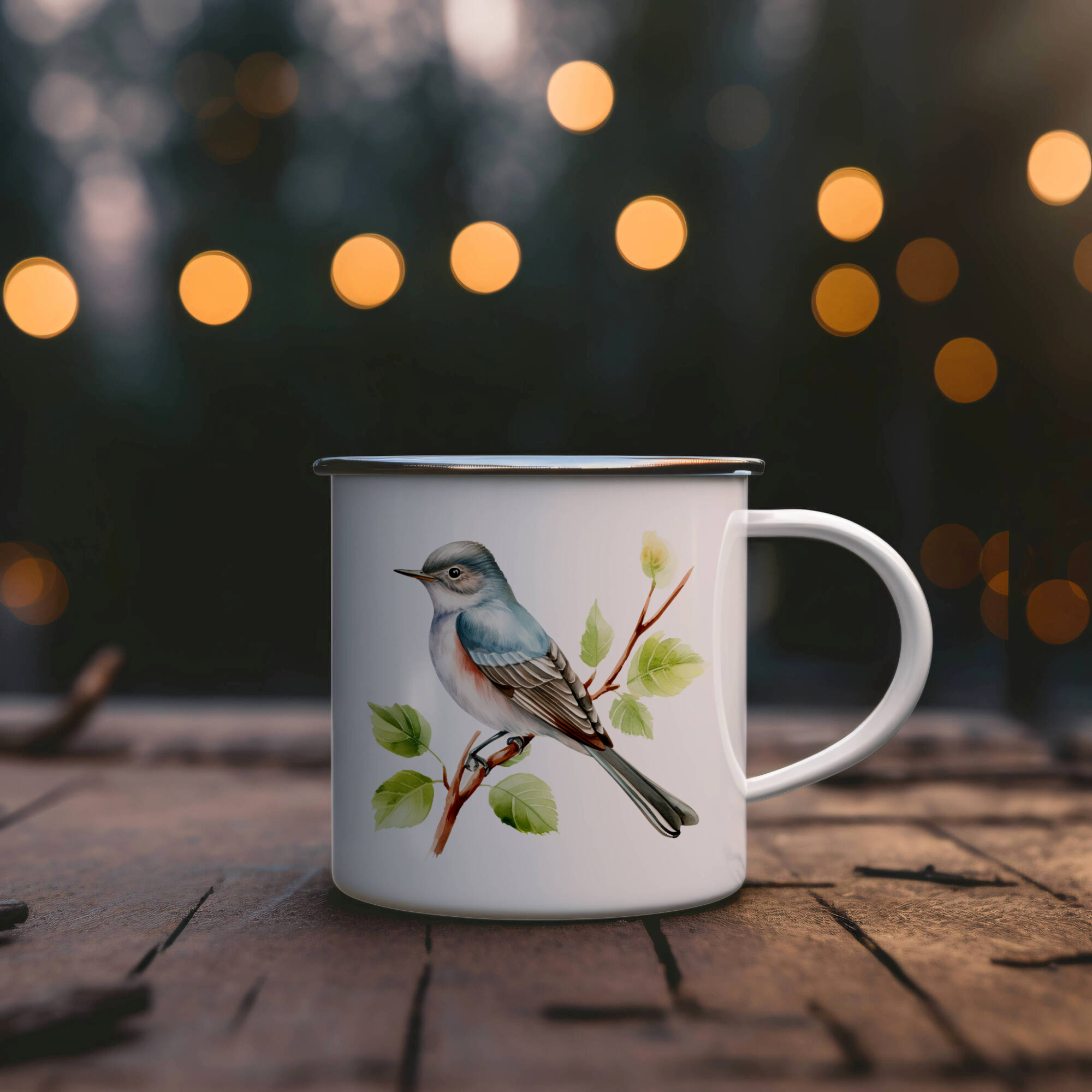 Bird Watching Mug, Alder Flycatcher Song Bird Camping Mug, 12oz Camping Mug, White Stainless Steel Cup with Handle