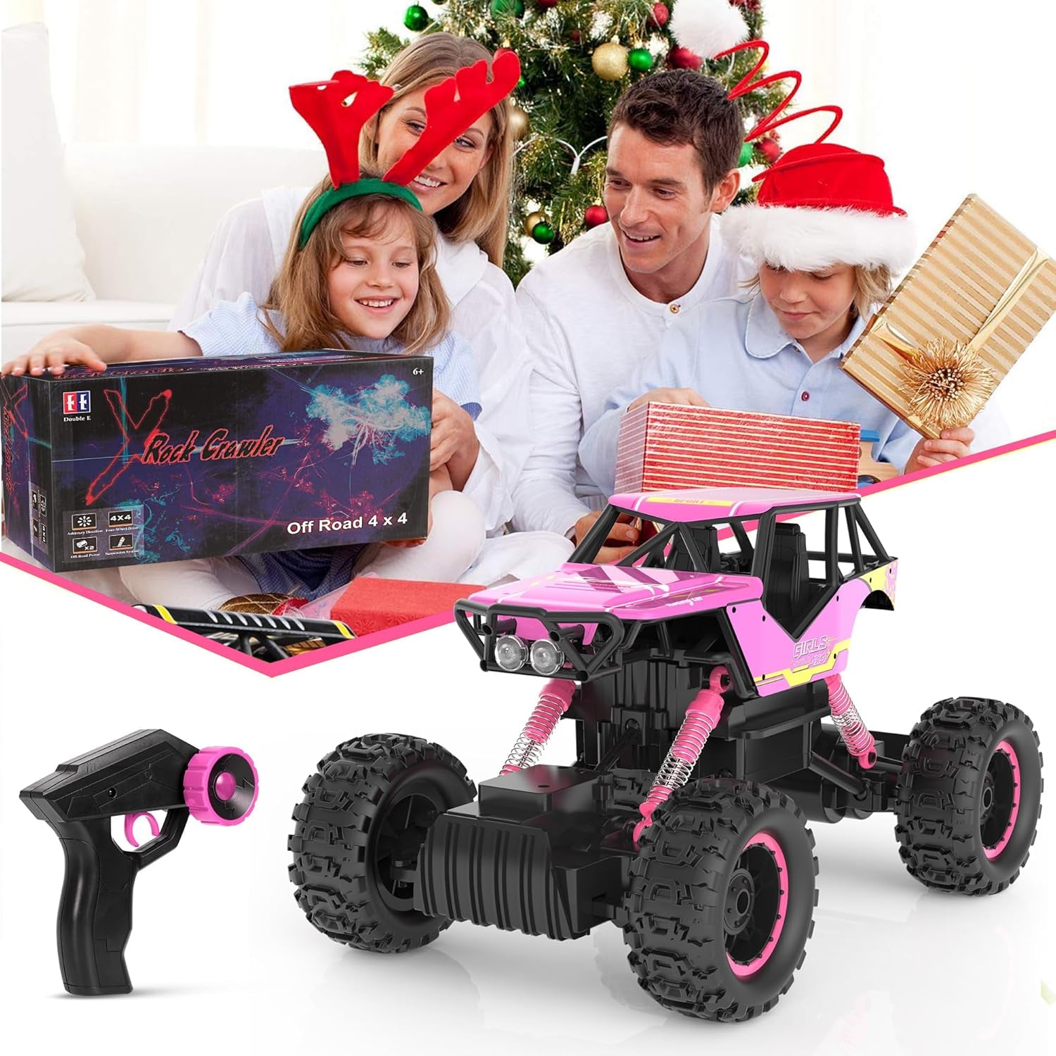 1:12 RC Monster Truck - 4WD Off-Road Remote Control Car, Dual Motors, Headlights, Rechargeable, Gift for Boys & Girls