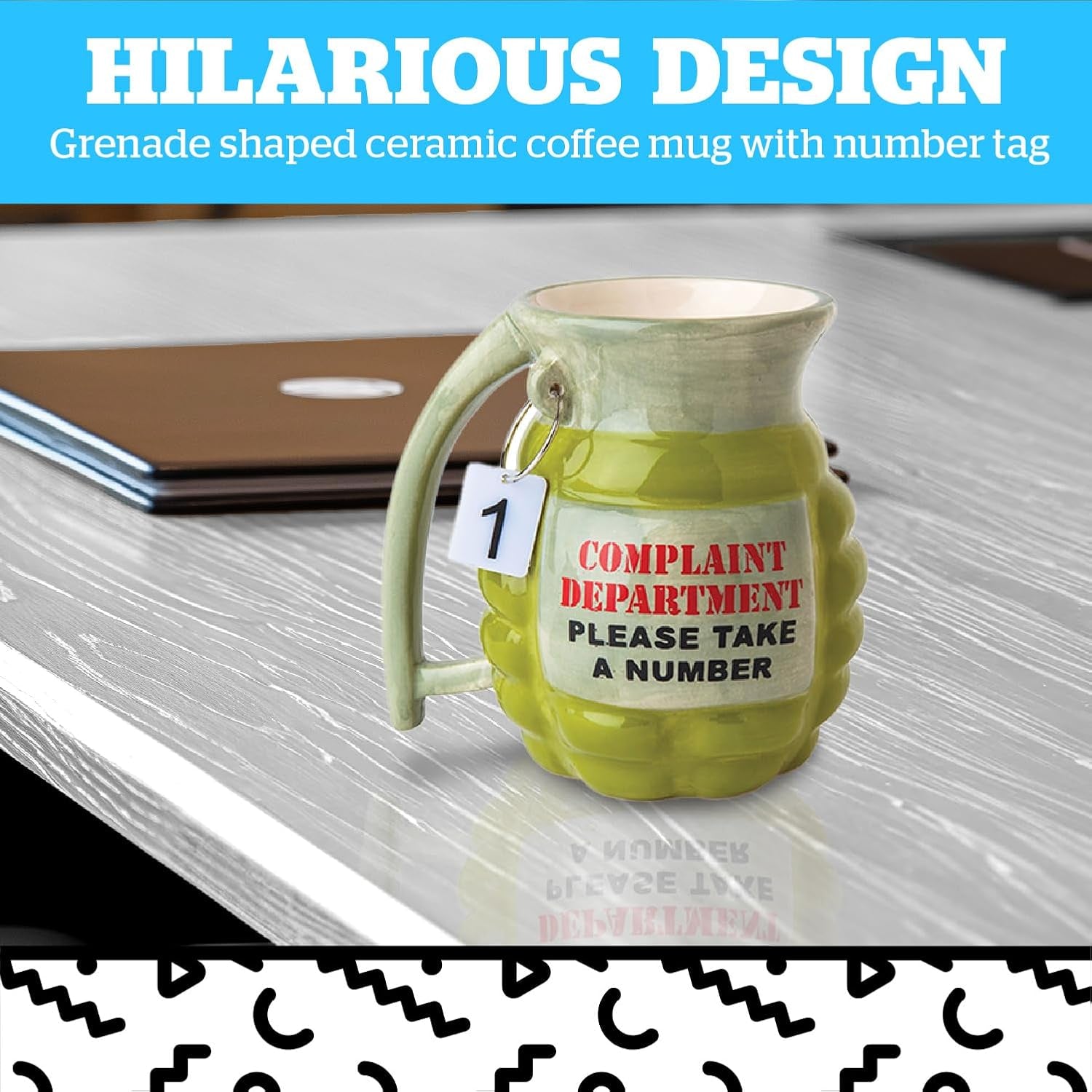 Grenade Coffee Mug – Take a Number Funny Office Mug (16oz)