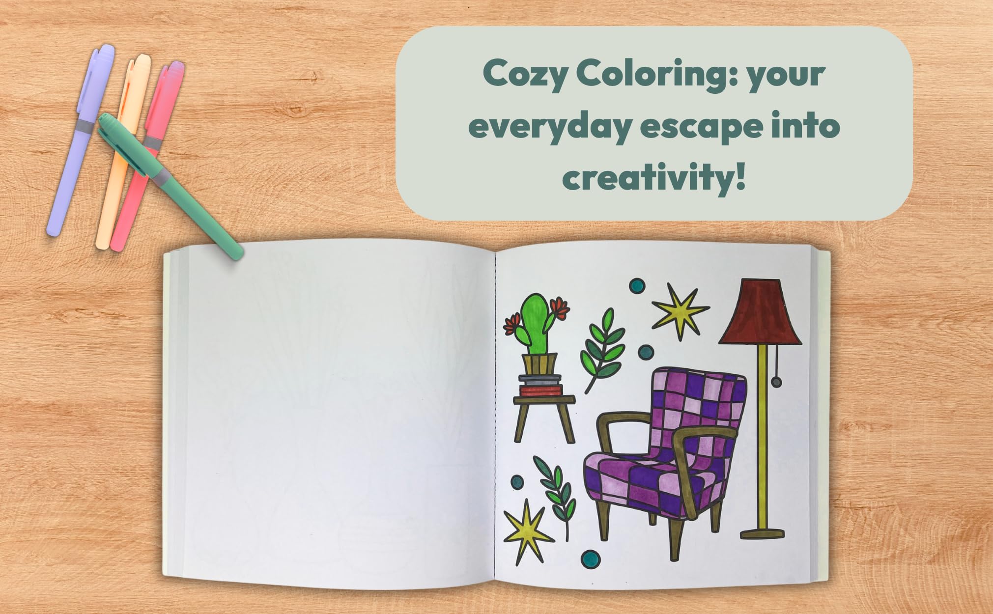 Cozy Coloring Hygge: 50+ Bold and Easy Pages to Color