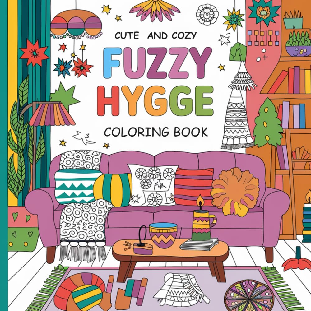 Fuzzy Hygge: Cute and Cozy Coloring Book for Adults & Teens Featuring Fuzzy Hygge Places for Stress Relief (Fuzzy Hygge Coloring)