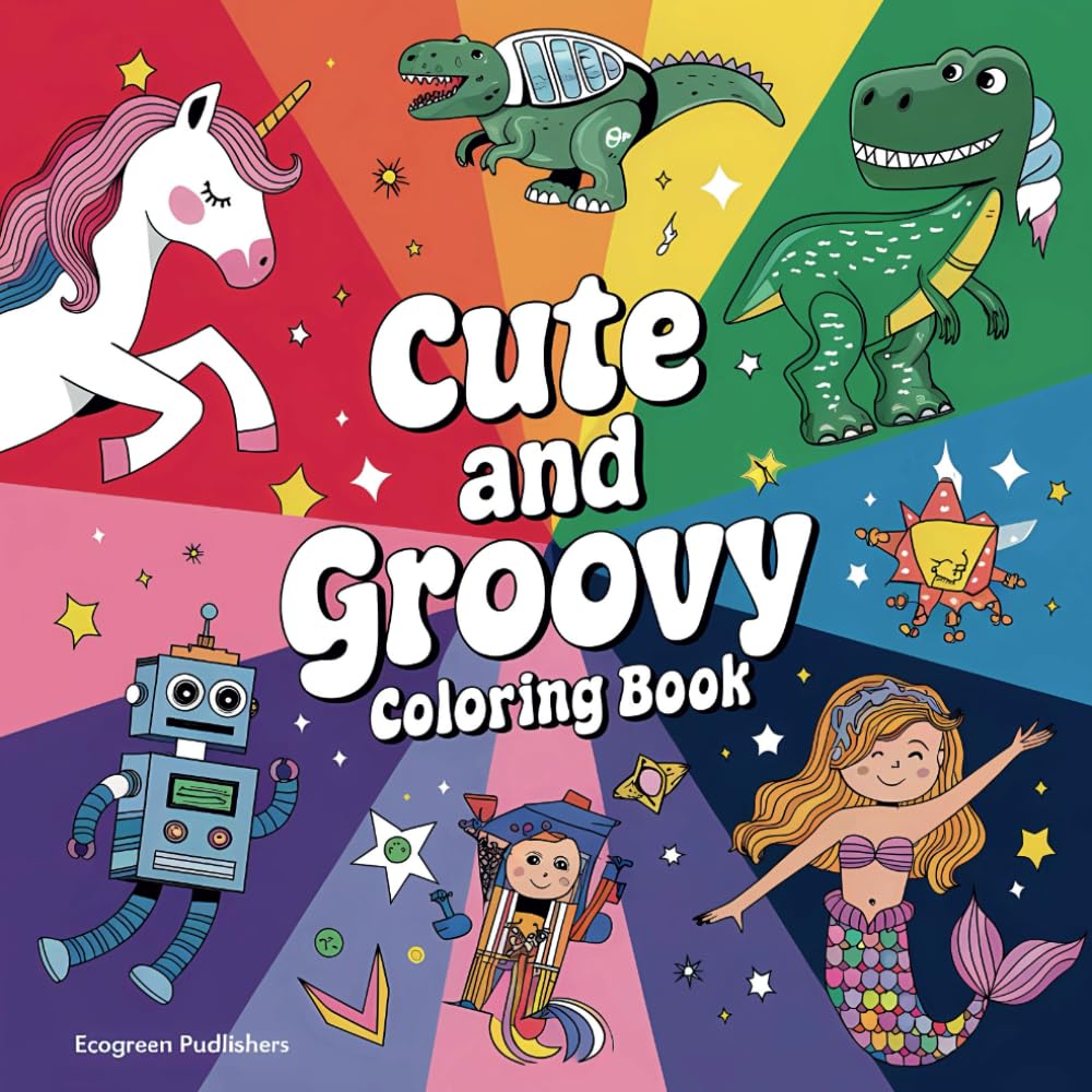 Cute & Groovy Coloring Book for Adults and Kids: 101 Pages of Bold and Easy, Simple Designs for Relaxation: Featuring Lovely Things in Big, ... and Creative Enjoyment (8.5 x 8.5 inches)