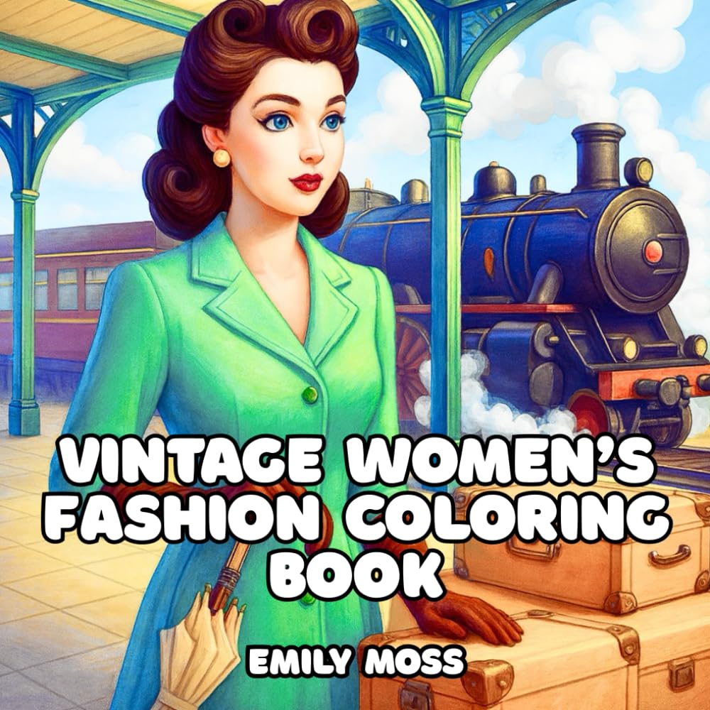 Vintage Women’s Fashion Coloring Book: A Retro Journey Through the 40s, 50s, 60s & 70s: Relax and Enjoy Retro Fashion Moments: A Stress Relief and Art Therapy Coloring Journey