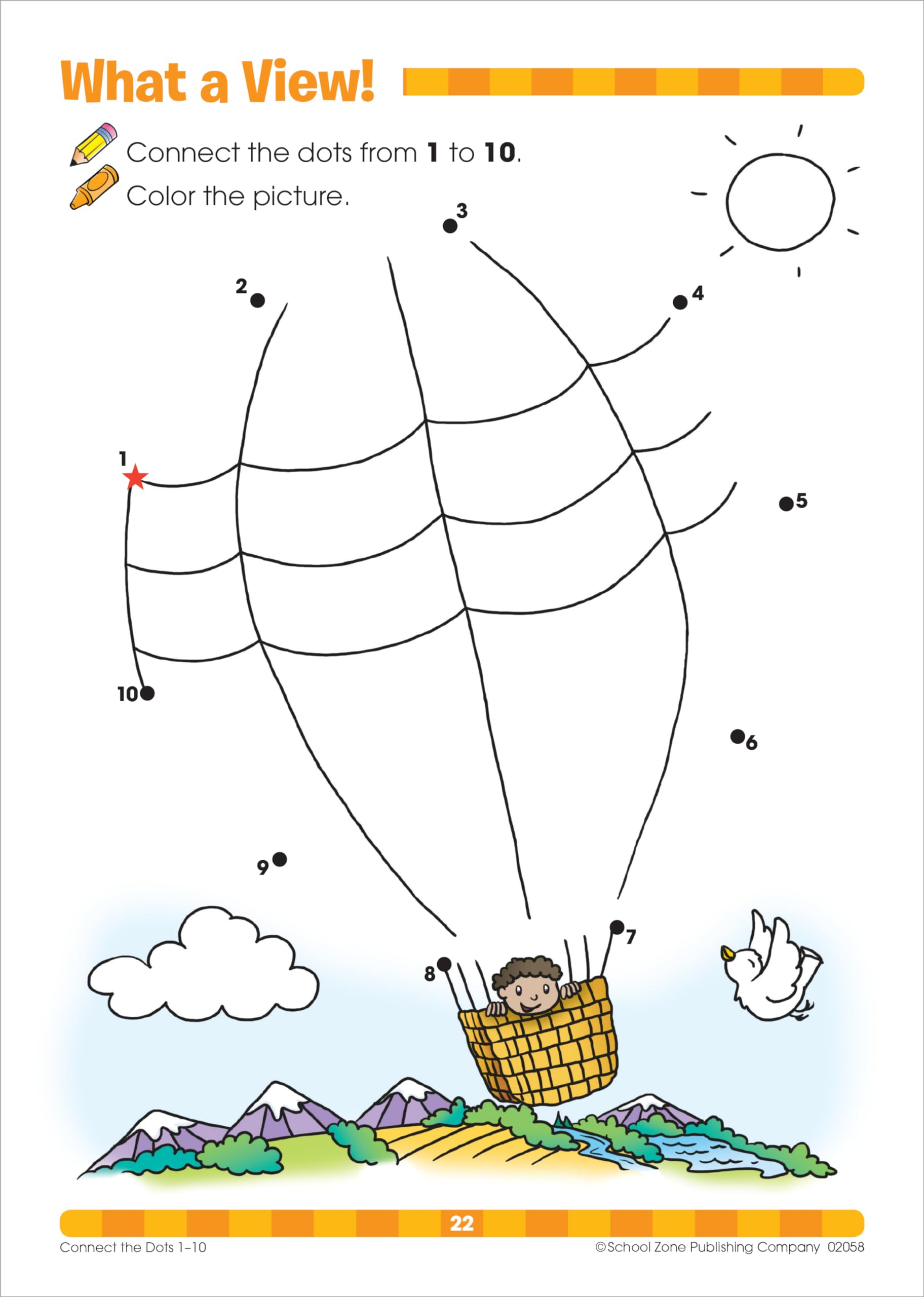 School Zone Connect the Dots Workbook: 32 Pages, Preschool, Kindergarten, Dot-to-Dots, Counting, Number Puzzles, Numbers 1-10, Coloring, Ages 3 to 5 (Get Ready! Book Series)