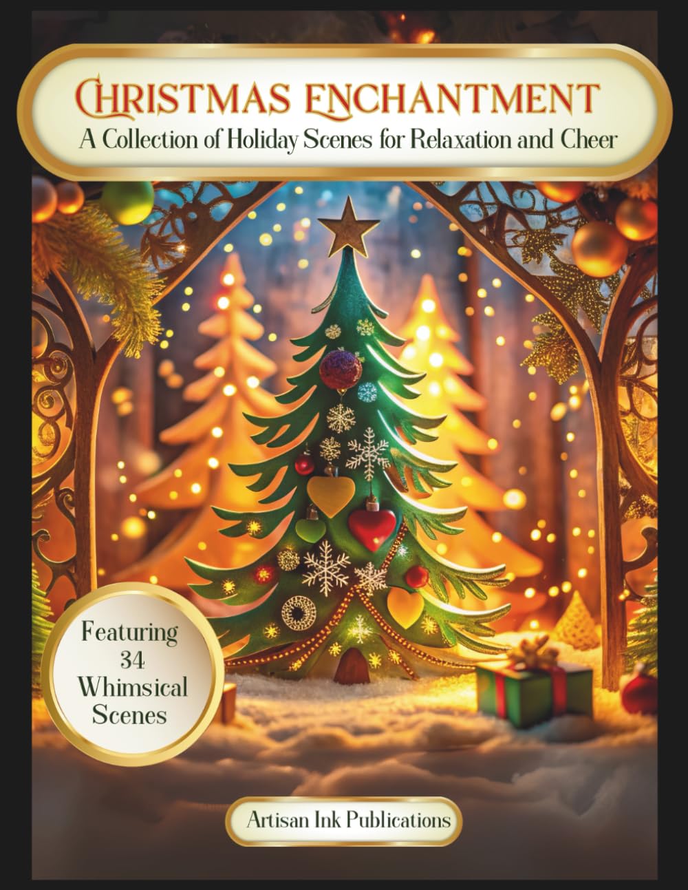 Christmas Enchantment: Holiday Coloring Book with 34 Whimsical Christmas Scenes for Relaxation and Cheer