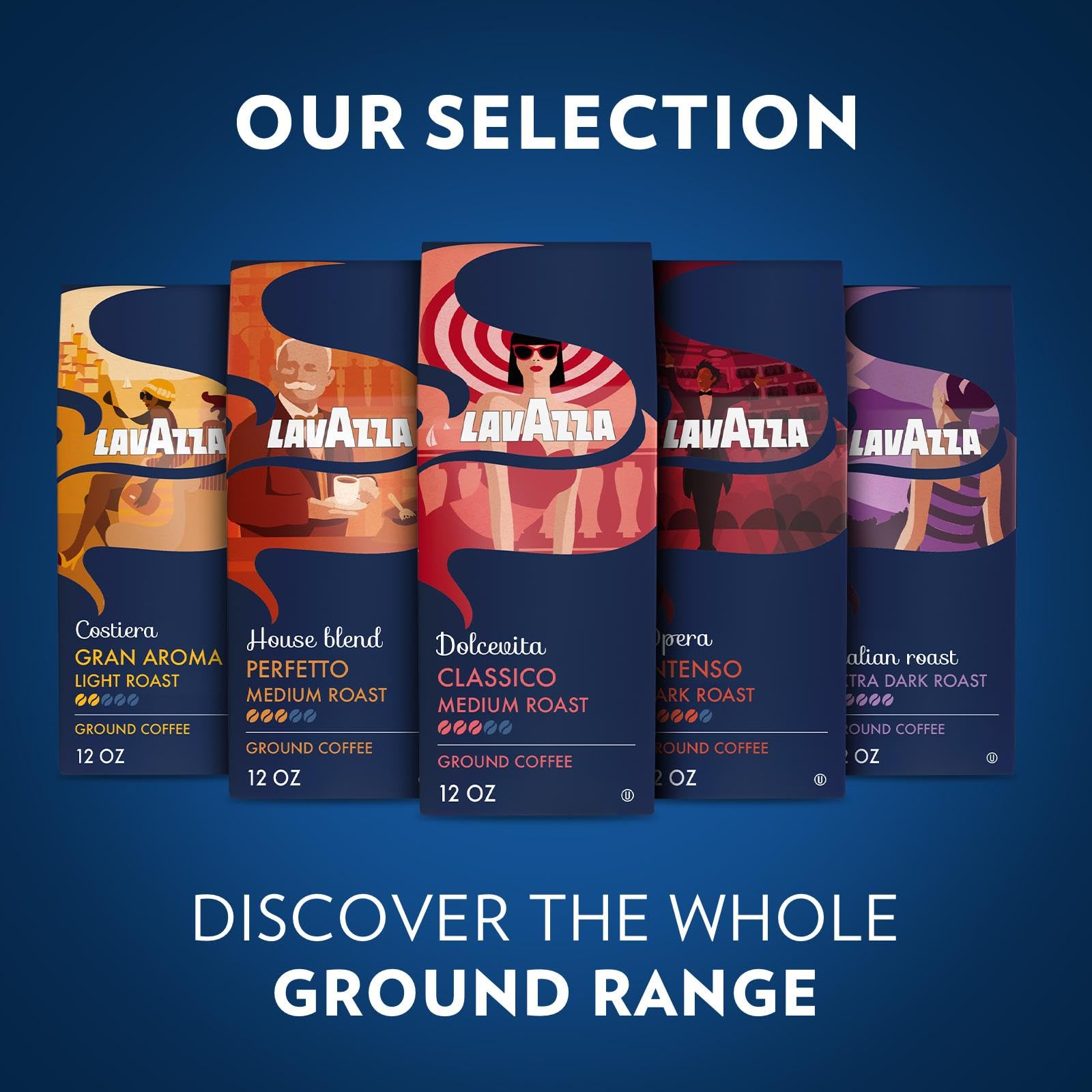 Lavazza Dolcevita Classico Ground Coffee 12oz Bag, Medium Roast, Rich and Full-bodied, Intensity 3/5, Arabica and Robusta, Ideal for Drip Brewers (Pack of 1) - Package May Vary