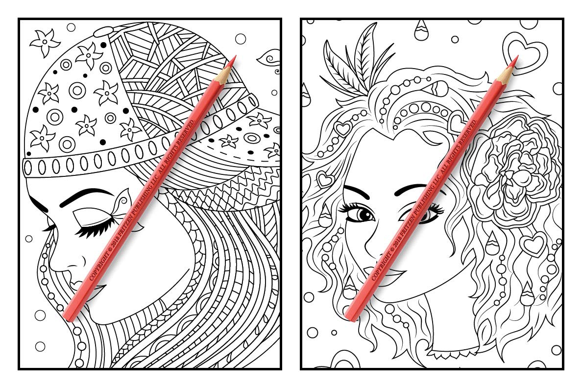 Flower Girls: An Adult Coloring Book with Cute Manga Girls, Fun Hair Styles, and Beautiful Floral Designs for Relaxation
