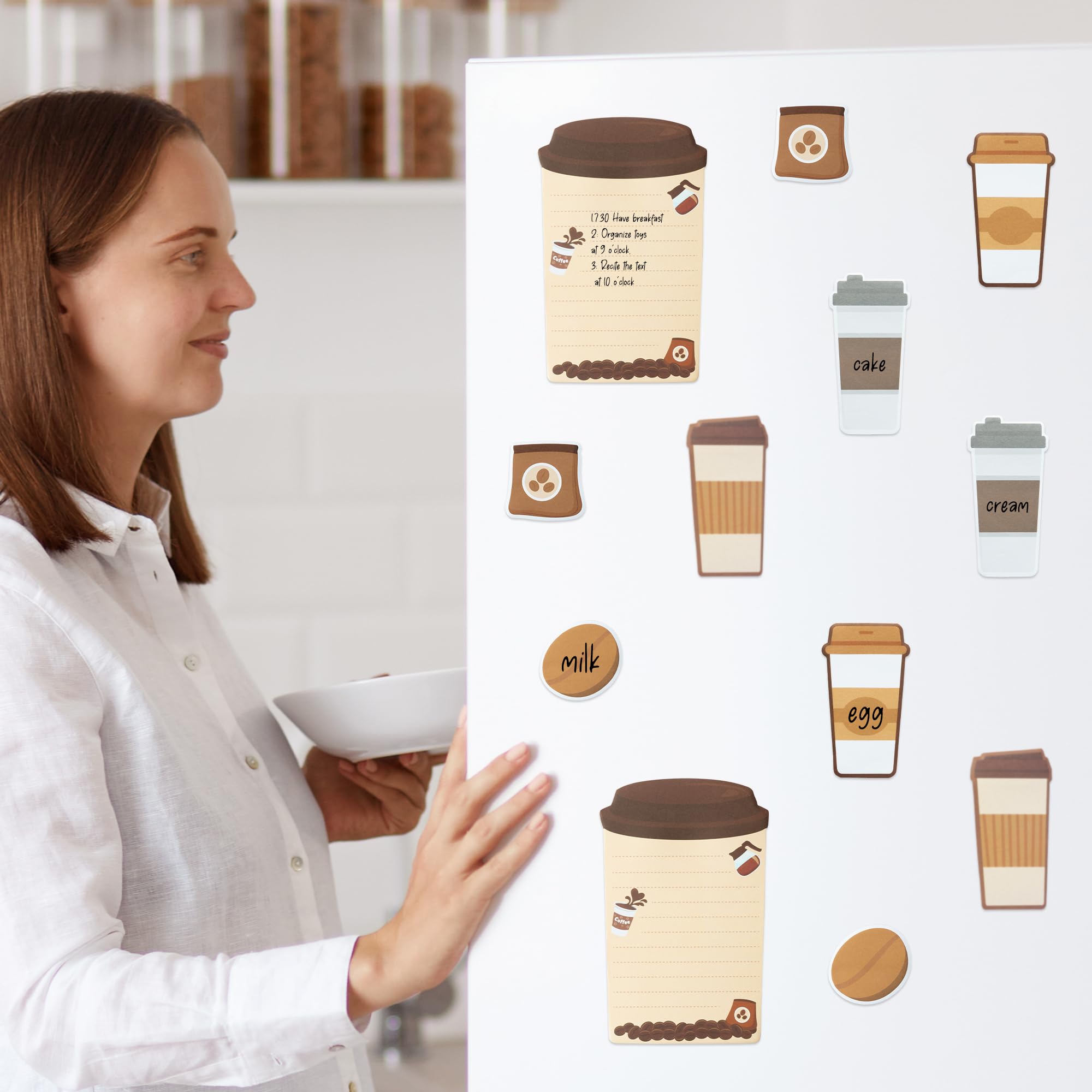 Coffee Lovers Sticky Notes Set - Cartoon Theme Cute Self-Stick Notes Pad Teacher Appreciation Gifts， Self-Adhesive Writing Memo Pages Sticky to Do Notepad for Kids Employee School Office