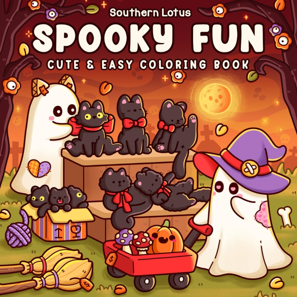 Spooky Fun: Coloring Book for Adults and Teens Featuring Cute Creepy Characters in Fun and Cozy Moments for Relaxation and Stress Relief (Spooky - Cute - Easy Coloring)