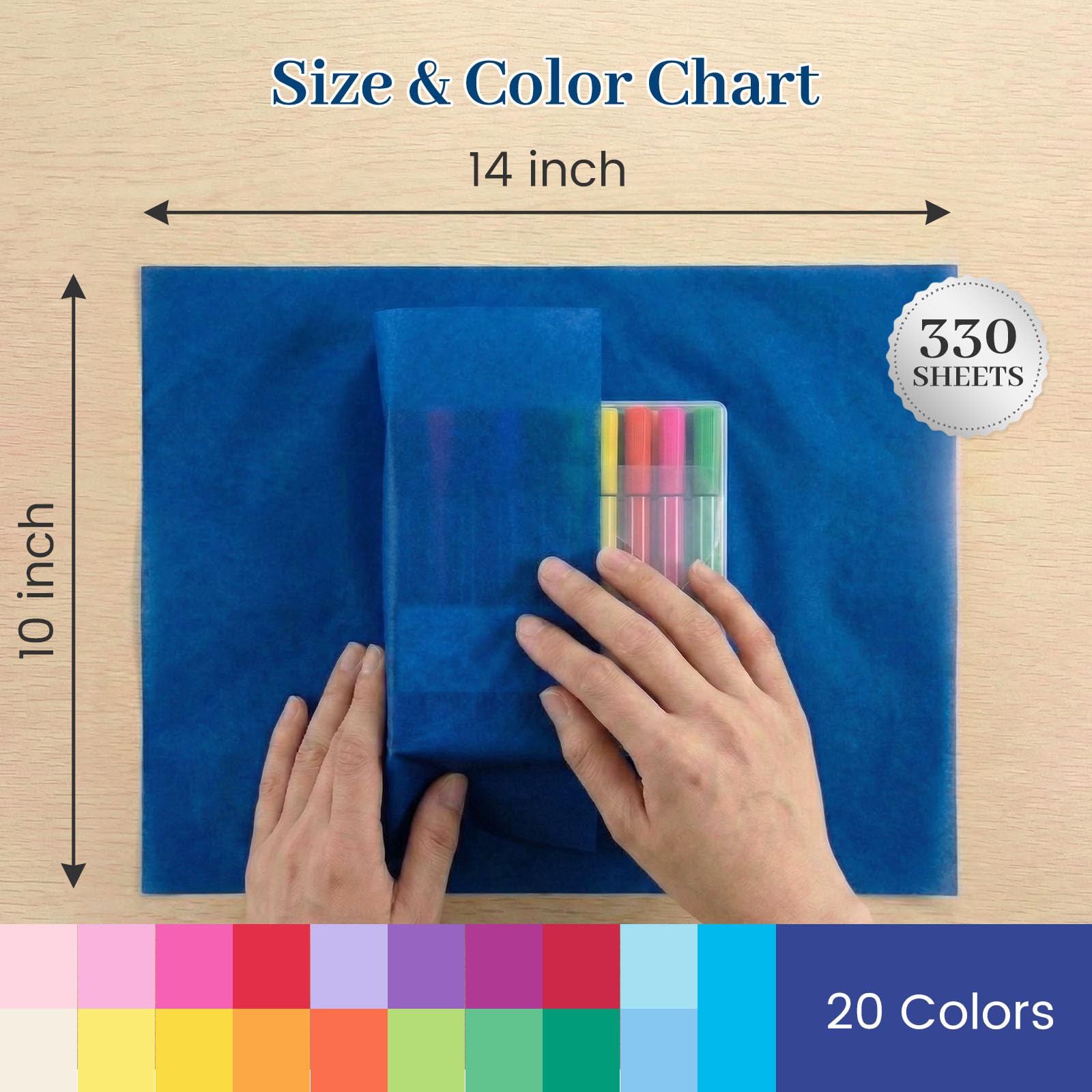 Colored Gift Tissue Paper, 330 Sheets, 14 x 10 in