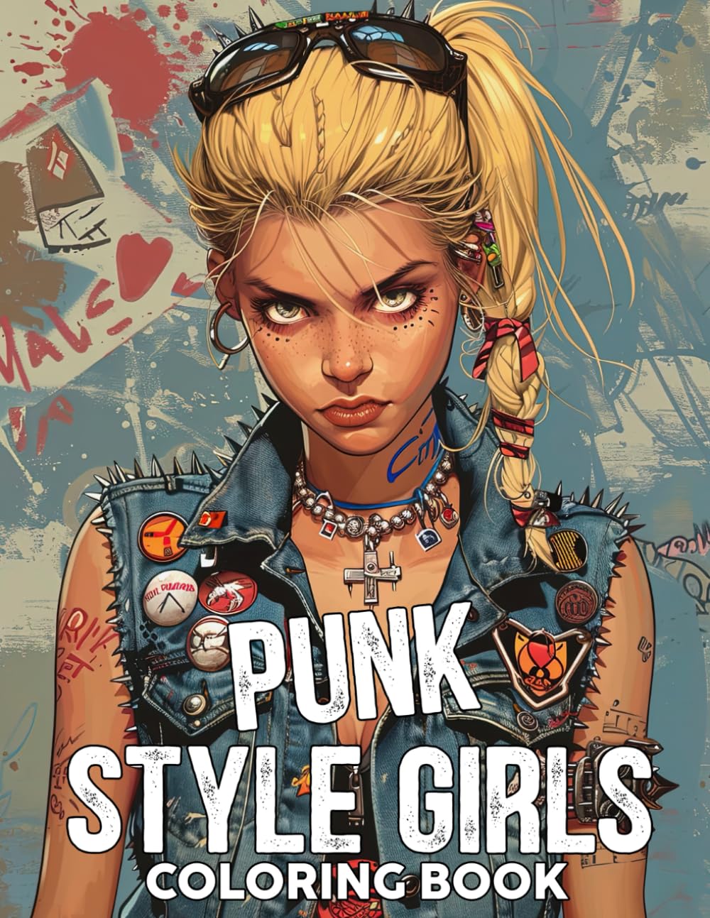 Punk Style Girls Coloring Book: Edgy and Stylish Fun Coloring Pages Featuring Energetic Rock Scene Illustrations for Teens and Adults Relaxation and Fun