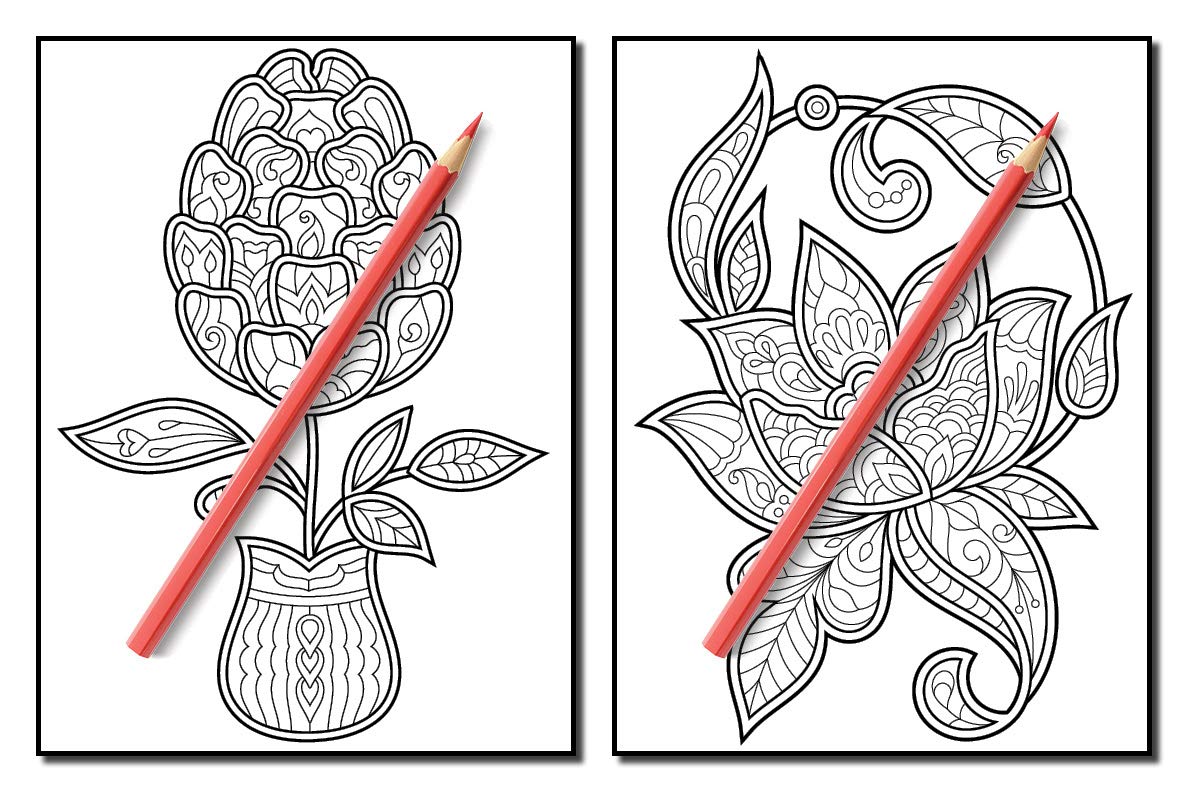 Adult Coloring Book: 50 Relaxing Flower Designs with Mandala Inspired Patterns for Stress Relief