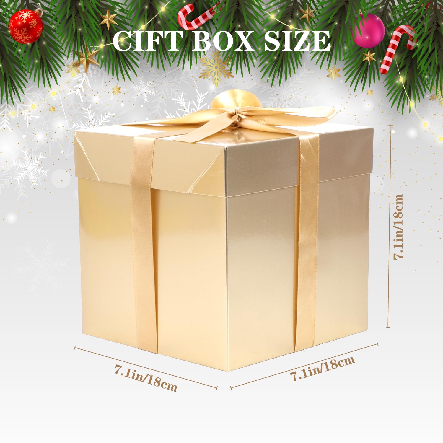 Gold Gift Boxes with Lids, 5 Pack, 7.1 in