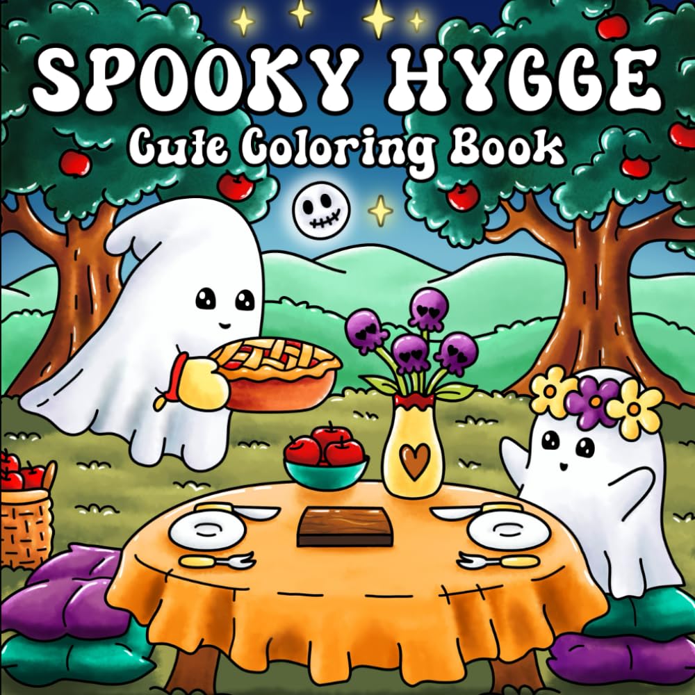 Spooky Hygge: Cute Halloween Coloring Book with Easy, Cozy Designs Featuring Adorable Characters for Adults and Teens
