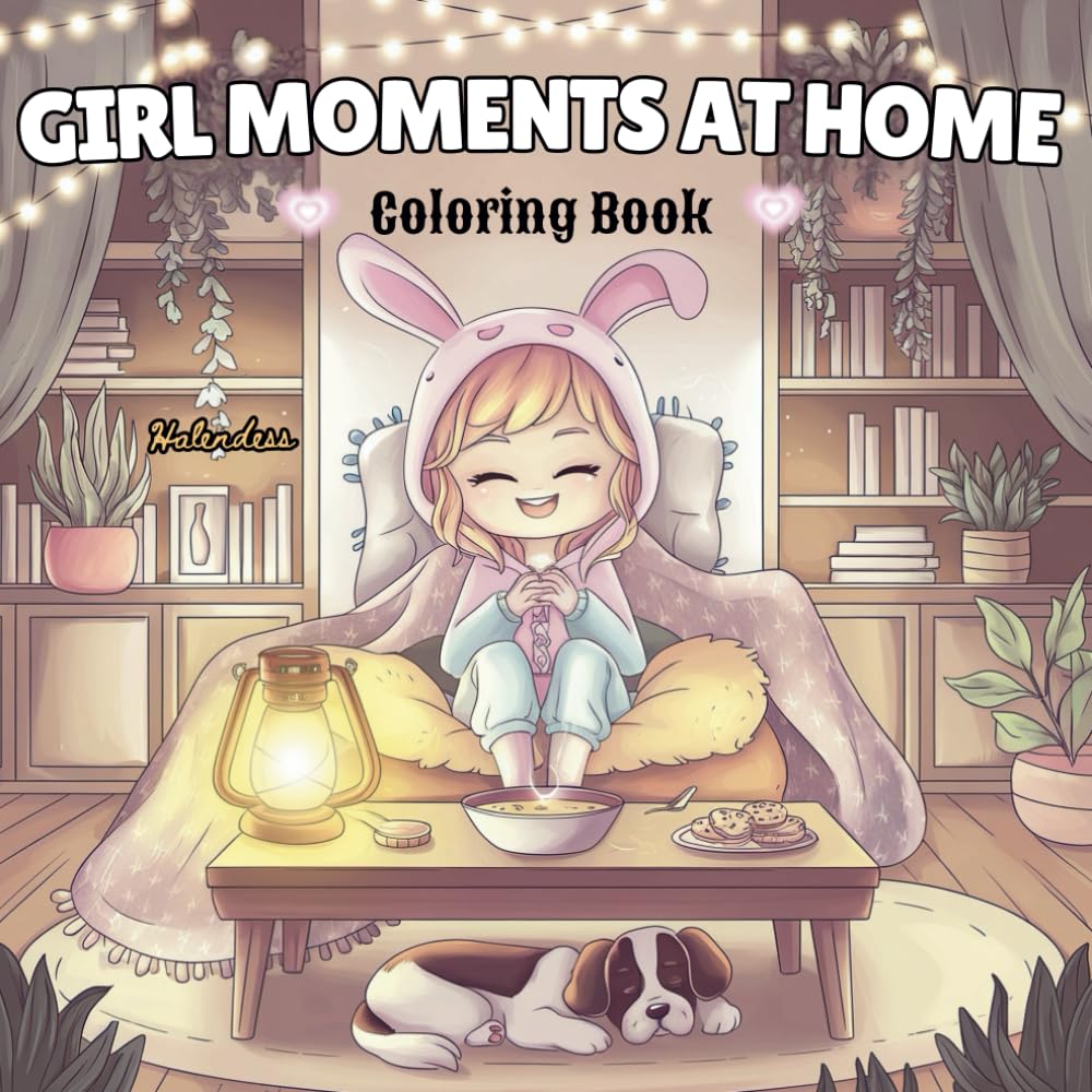 Girl Moments At Home: Coloring Book for Teens and Adults Featuring Various Activities at Cozy Places for Relaxation and Stress Relief