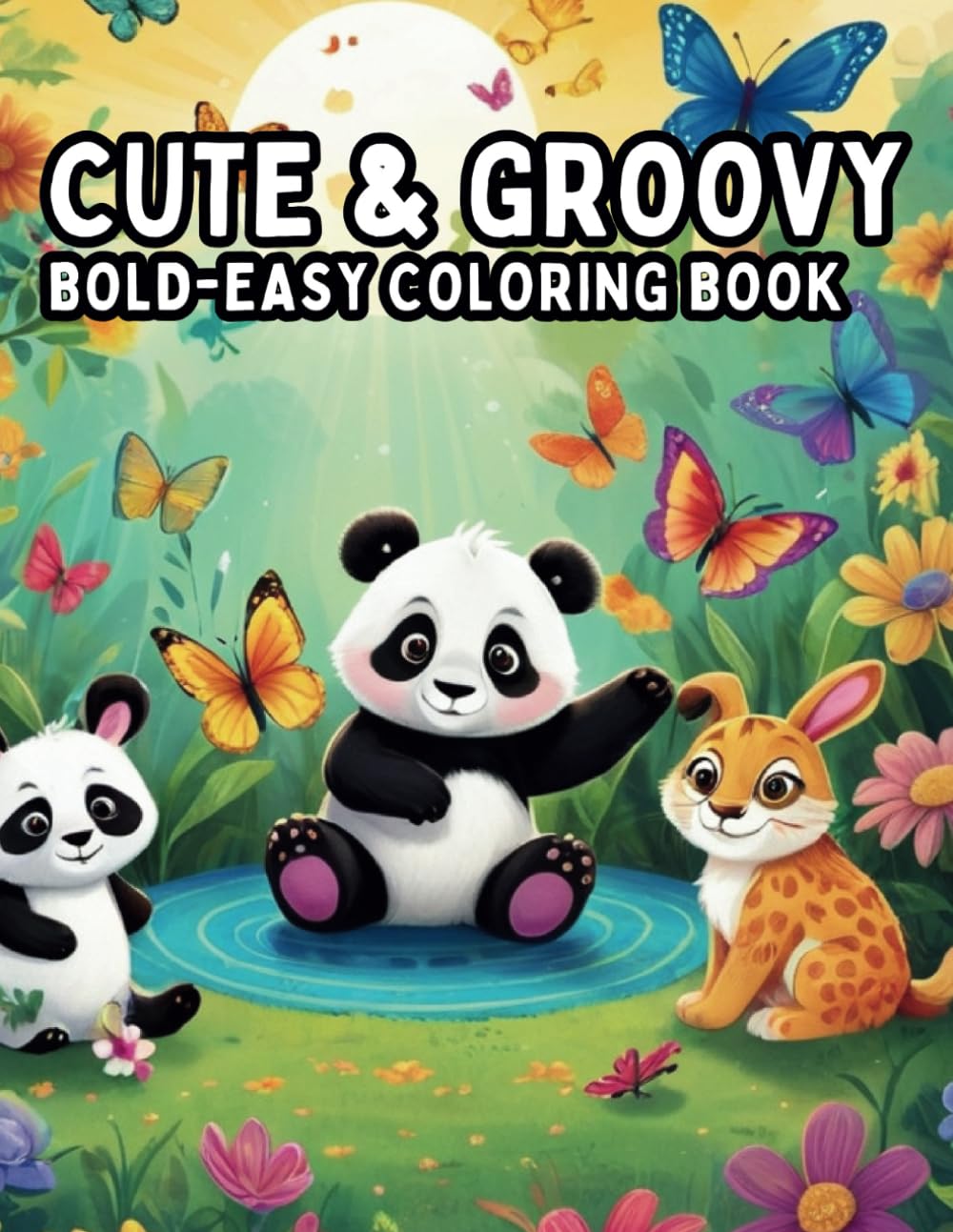 Cute & Groovy: Coloring Book for Adults and Kids, Bold and Easy, Simple and Big Designs for Relaxation Featuring Lovely Things. 50 pages featuring ... scenes, perfect for adults and children