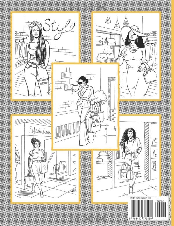 Black Women Fashion Coloring Book: African American Fashion Coloring Book Featuring Beautiful Black Women Shopping in Chic, Stylish Outfits